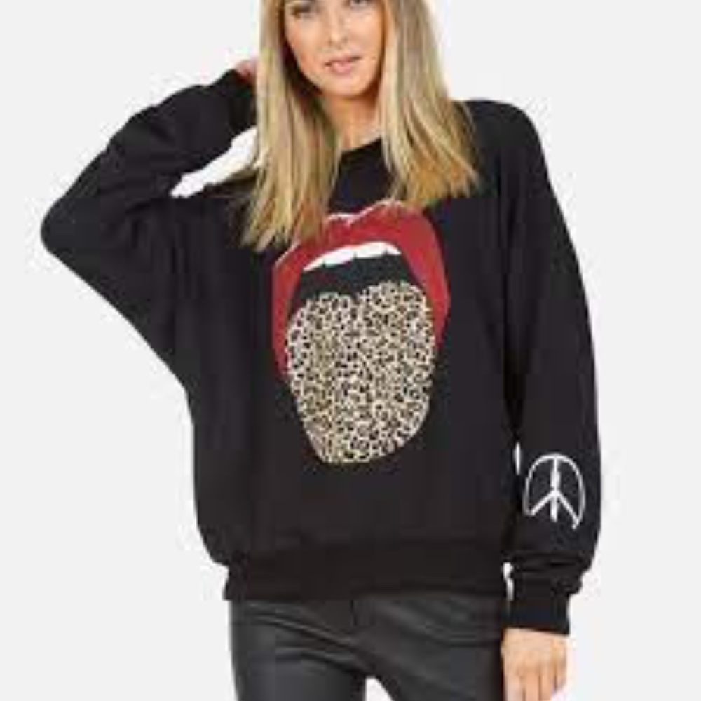 Lauren Moshi Babbs Leopard Tongue Sweatshirt sz S